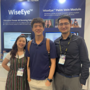 DANDY and Himax team at COMPUTEX 2025 presenting Janus PV smart lock with palm vein technology